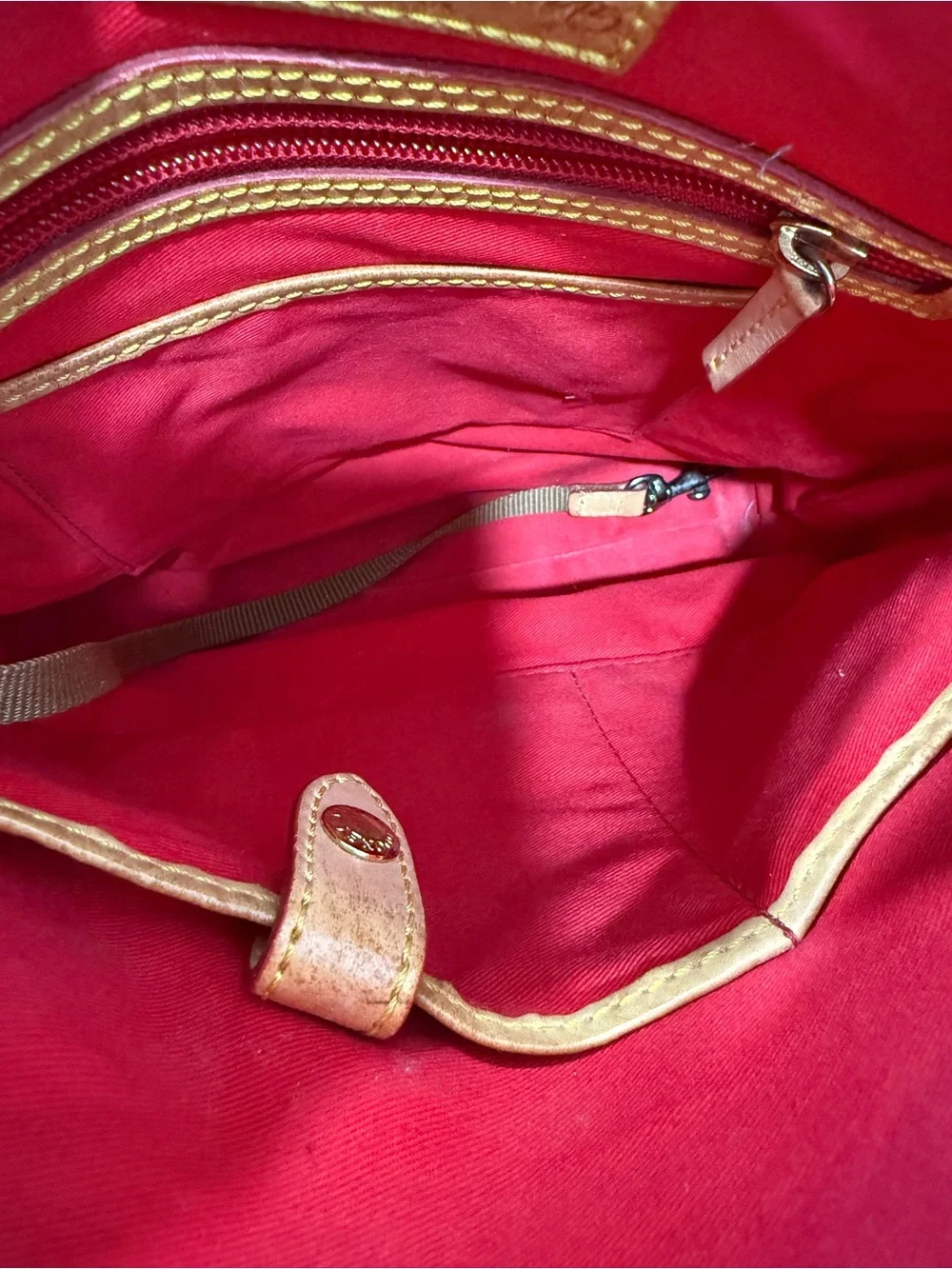 Dooney & Bourke Hot Pink and White Chevron Crossbody